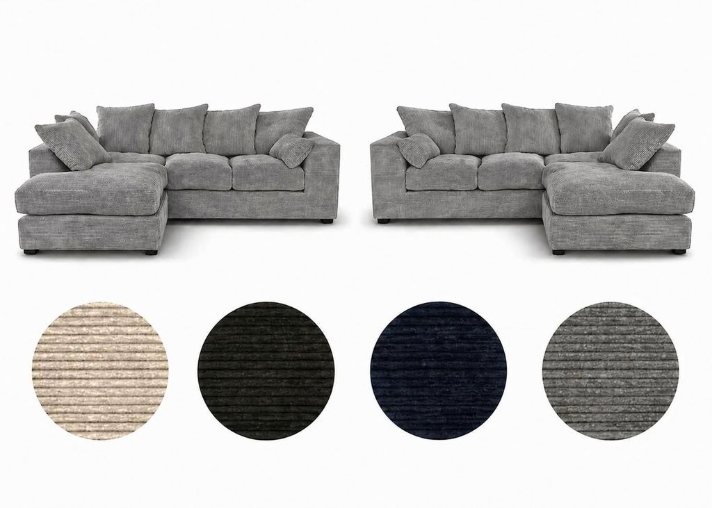 Ecksofa Links DIVERS 3-Sitzer Cord Grau 212x166 cm L Sofa Produktbild 