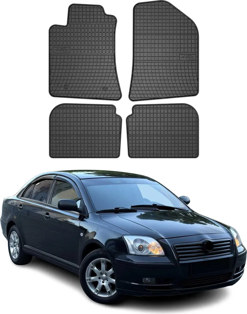 2003-2009 Toyota Avensis tappetini in gomma nera 4 pz