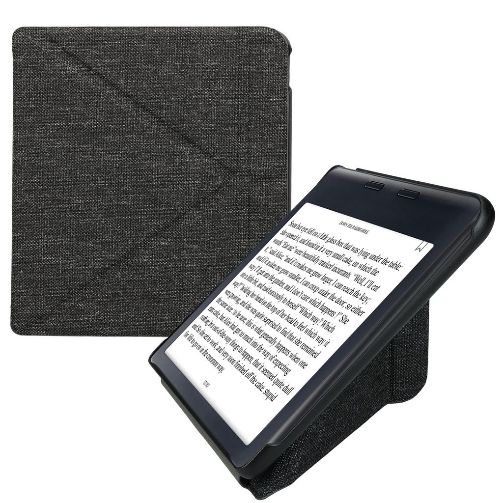 kwmobile Stoff eReader Schutzhülle für Kobo Kobo Libra Colour / Tolino Vision Color Hülle - E-Reader Cover in Dunkelgrau