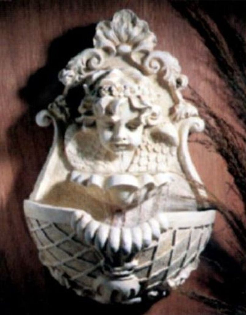 Casa Padrino Jugendstil Mini Wandbrunnen Engel Weiß / Beige H. 41 cm - Gartenbrunnen - Gartendeko Accessoires