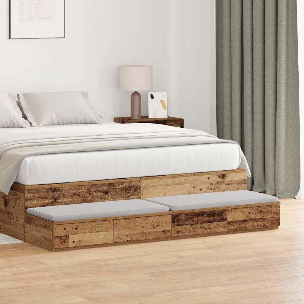 "2026 Aktion"Nachttisch für Schlafzimmer - elegantes Design - Nachtschrank - Bettschubladen Altholz 135x36,5x16,5cm Holzwerkstoff - Nachttische & ...