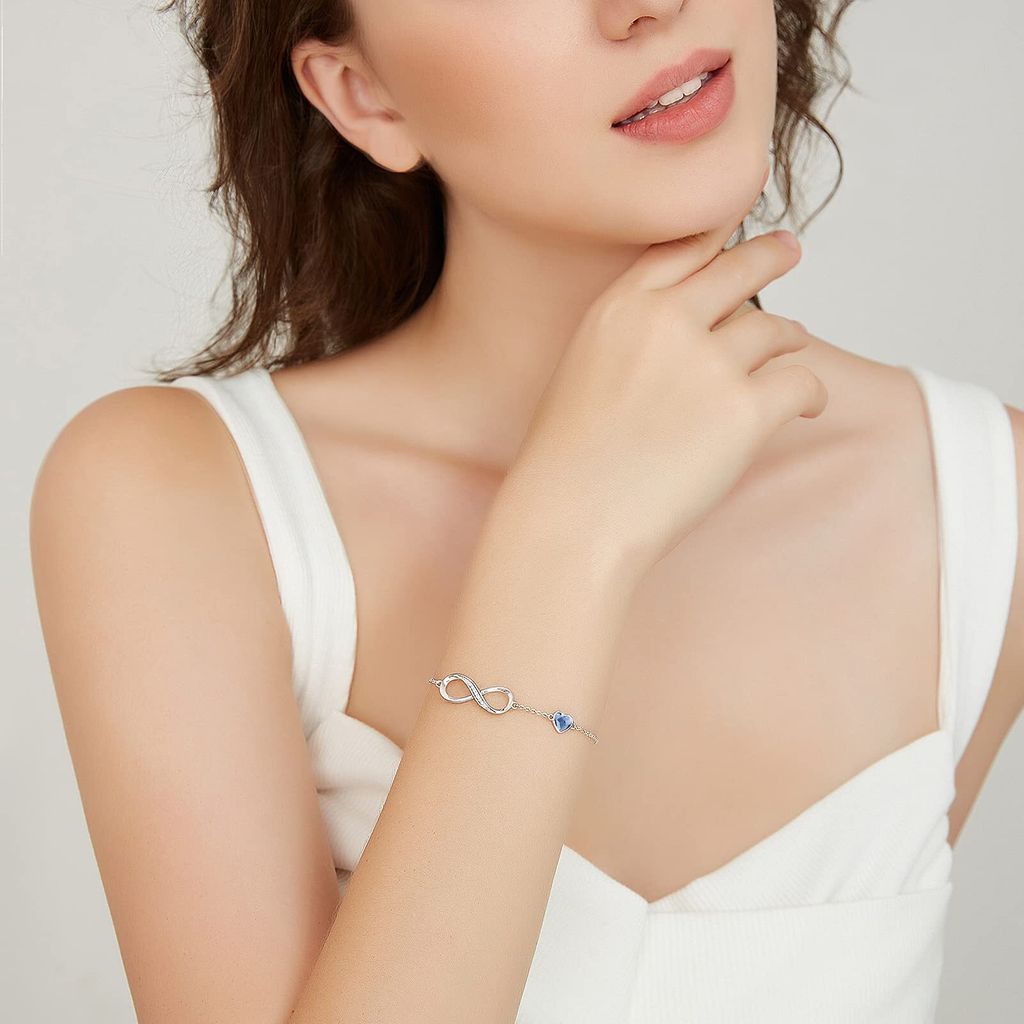 Bracciale Infinito Donna Con Cuore E Zircone - Regolabile 17-23 Cm, Lega Di Alta Qualità, In Cofanetto Regalo, Simbolo Amore E Amicizia - 2