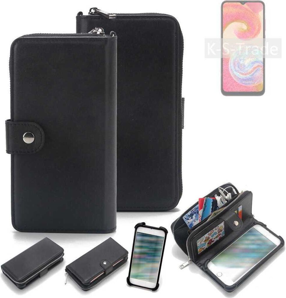 K-S-Trade 2in1 Handyhülle Schutzhülle kompatibel mit Samsung Galaxy A04e & Portemonnee Cover Handy Hülle Case Etui Geldbörse Wallet Bookstyle
