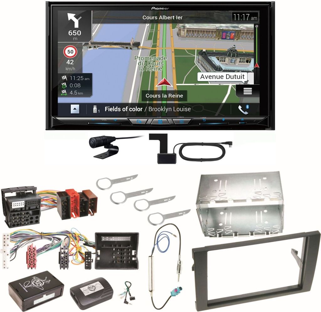 Pioneer AVIC-Z930DAB Navigation DAB+ USB Einbauset für Audi A4 B6 B7 Seat Exeo