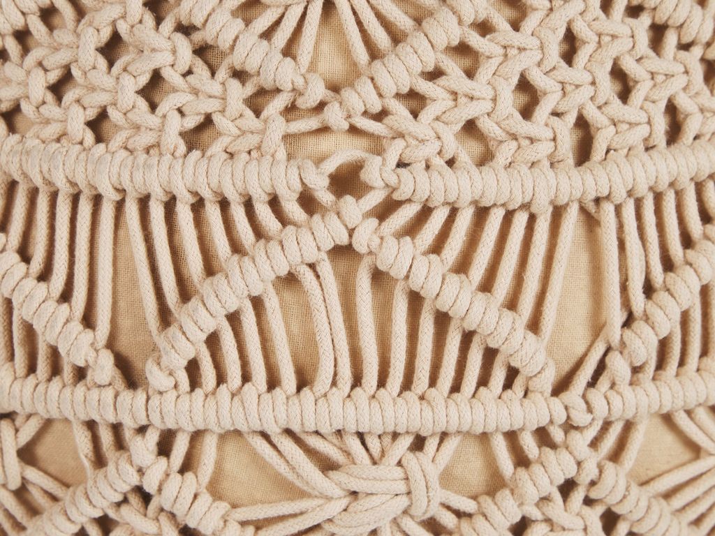 BELIANI Pouf Beige Baumwolle Rund 40 x 40 cm Gestrickt Produktbild 7