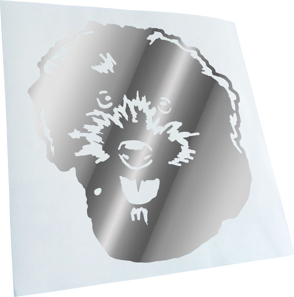Kiwistar - Autoaufkleber - Schnoodle Hund - Chrom - 24x22cm - Aufkleber für Auto, Laptop, Fahrrad, LKW, Motorrad mehrfarbig JDM Decal Racing