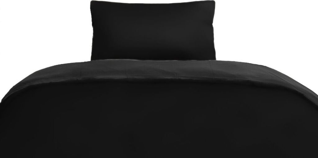 Einfarbige Wendebettwäsche 100% Baumwolle Satin mit Reißverschluss für Einzel- und Doppelbett Schwarz/Anthrazit 135 x 200 cm + 80 x 80 cm