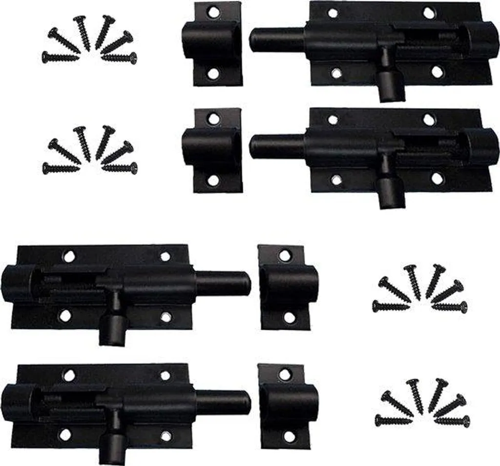 Serrure coulissante anti-corrosion en inox noir pour porte et abri de jardin
