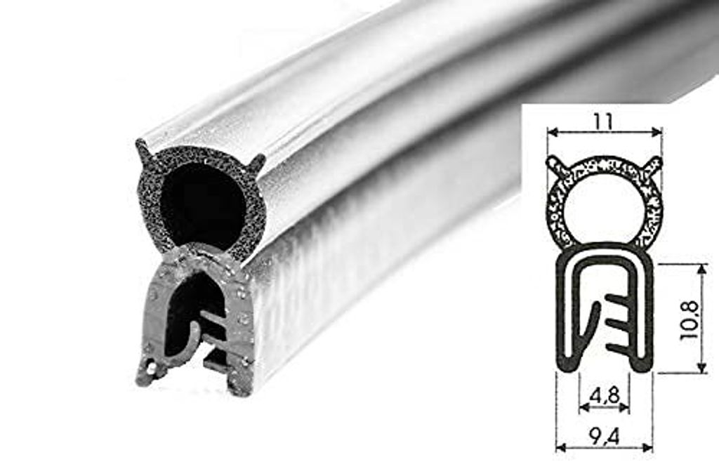 Gummidichtung Schwarz 9x22mm Universal T32 Kantenschutz Kaderband Kantenschutzprofil