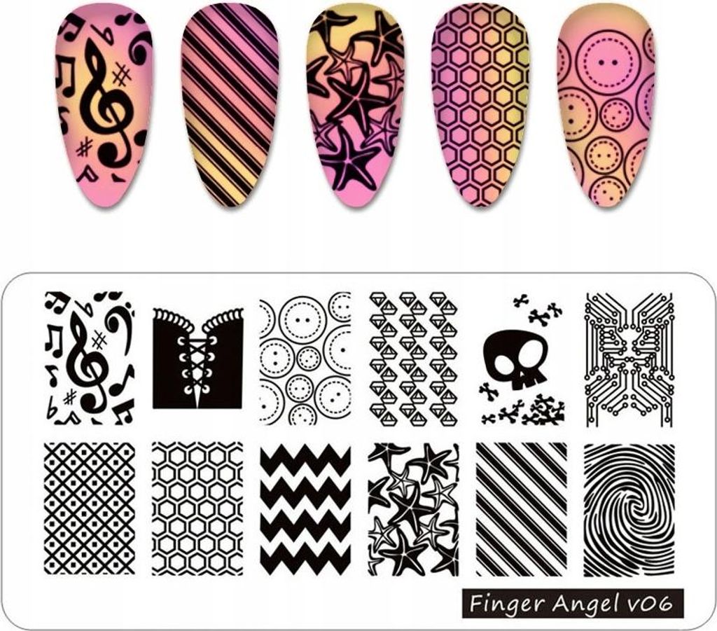 Finger Angel Nail Art Stempelplatte - V06