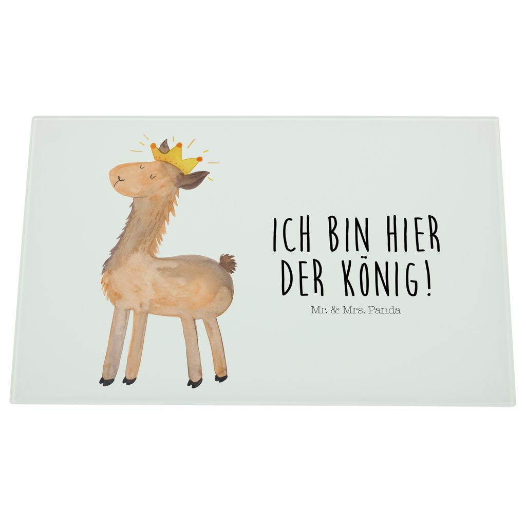 Mr. & Mrs. Panda Schneidebrett Aus Glas Lama König - Weiß - Geschenk, Abitur, Schneidplatte, Schneidbrett, Vorgesetzter, Chef, Schneideplatte, Ma...
