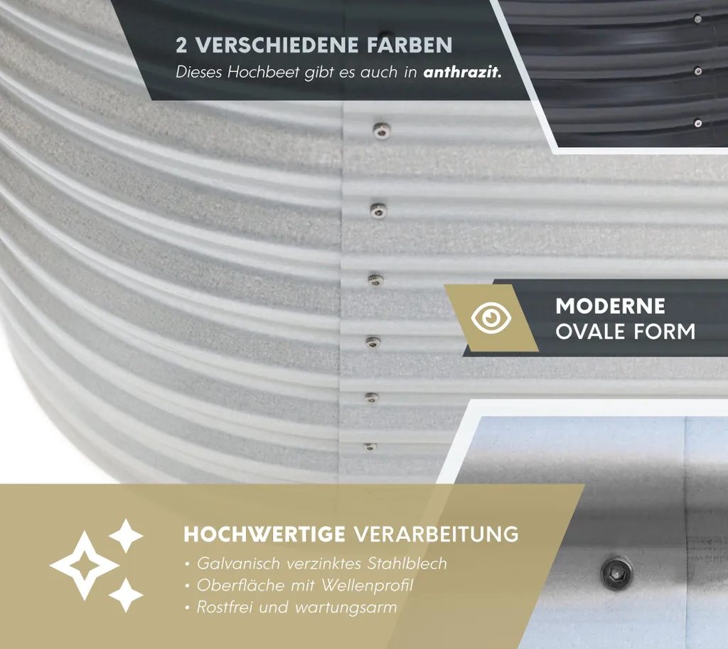 Bac de Culture Surélevé en Tôle Ondulée Westmann S Argent Durable