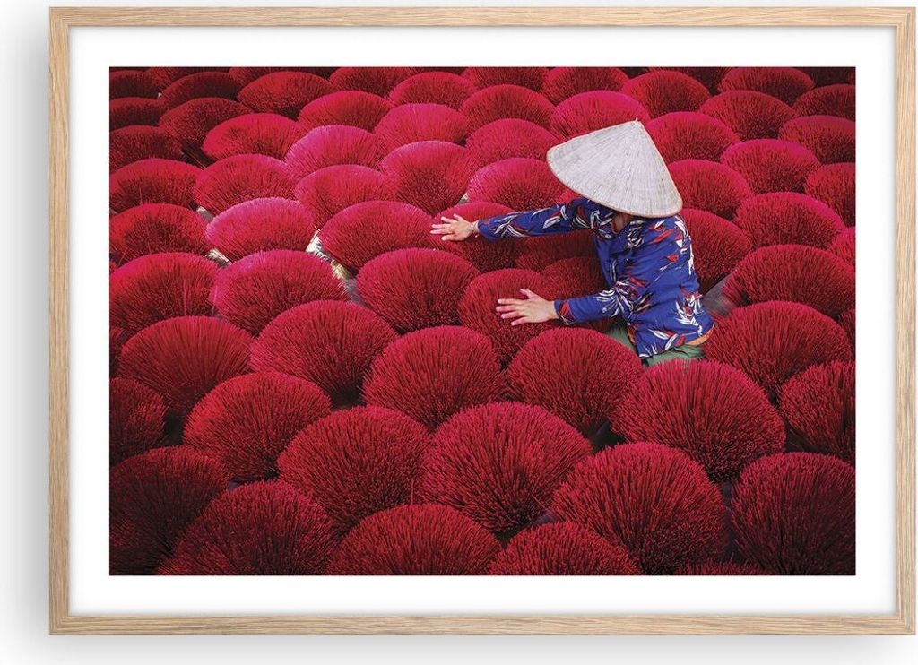 Gerahmtes Poster - Rahmen in heller Eiche - Trocknen Weihrauch Vietnam - 70x50 cm - Wand Bild - Wanddeko - Wandbilder - Kunstposter - Wandposter - ...