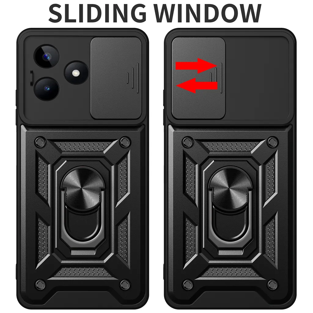 Custodia Protettiva Realme C53: Silicone Oro con Kickstand Anello - 2