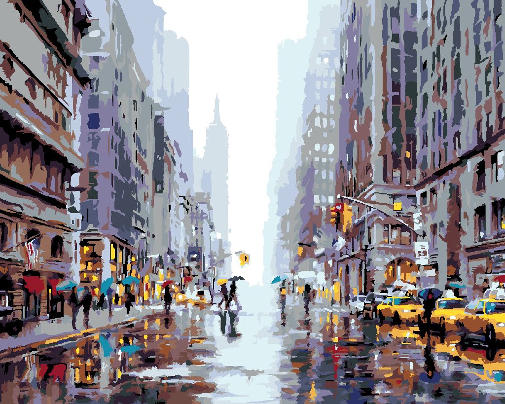 Zuty - Malen nach Zahlen - BELEBTE STRASSE IN NEW YORK II (RICHARD MACNEIL), 40x50 cm, ohne Keilrahmen