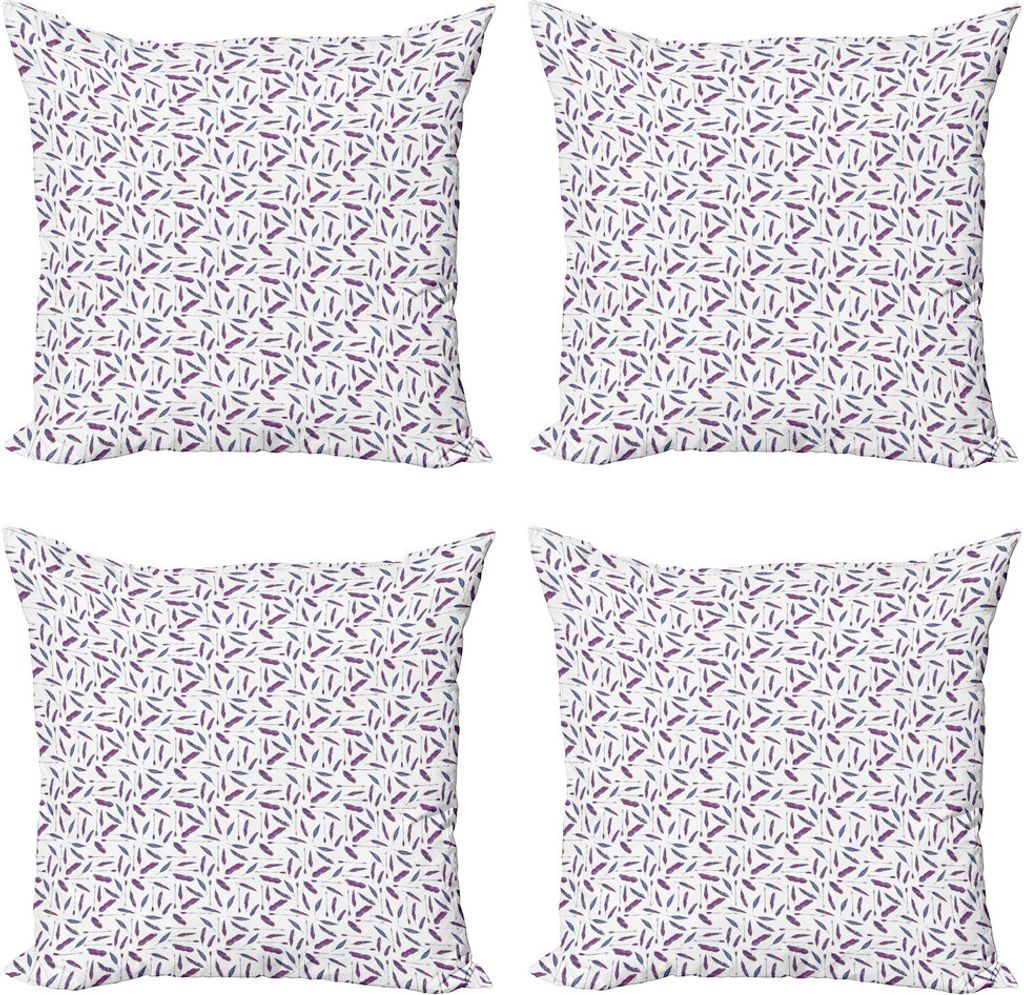 ABAKUHAUS Hippie Kissenbezug Set (4 Stück), Aufwändige Federn und Pfeile, Moderner Doppelseitiger Digitaldruck, 60 cm x 60 cm, Violet und Multicolor