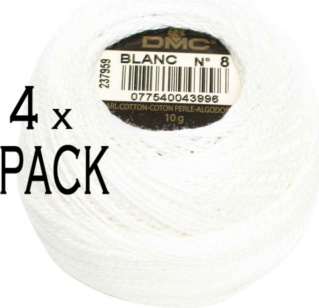 4x DMC Perlenkugel Stärke 8, 10 g, 116a/8-weiß