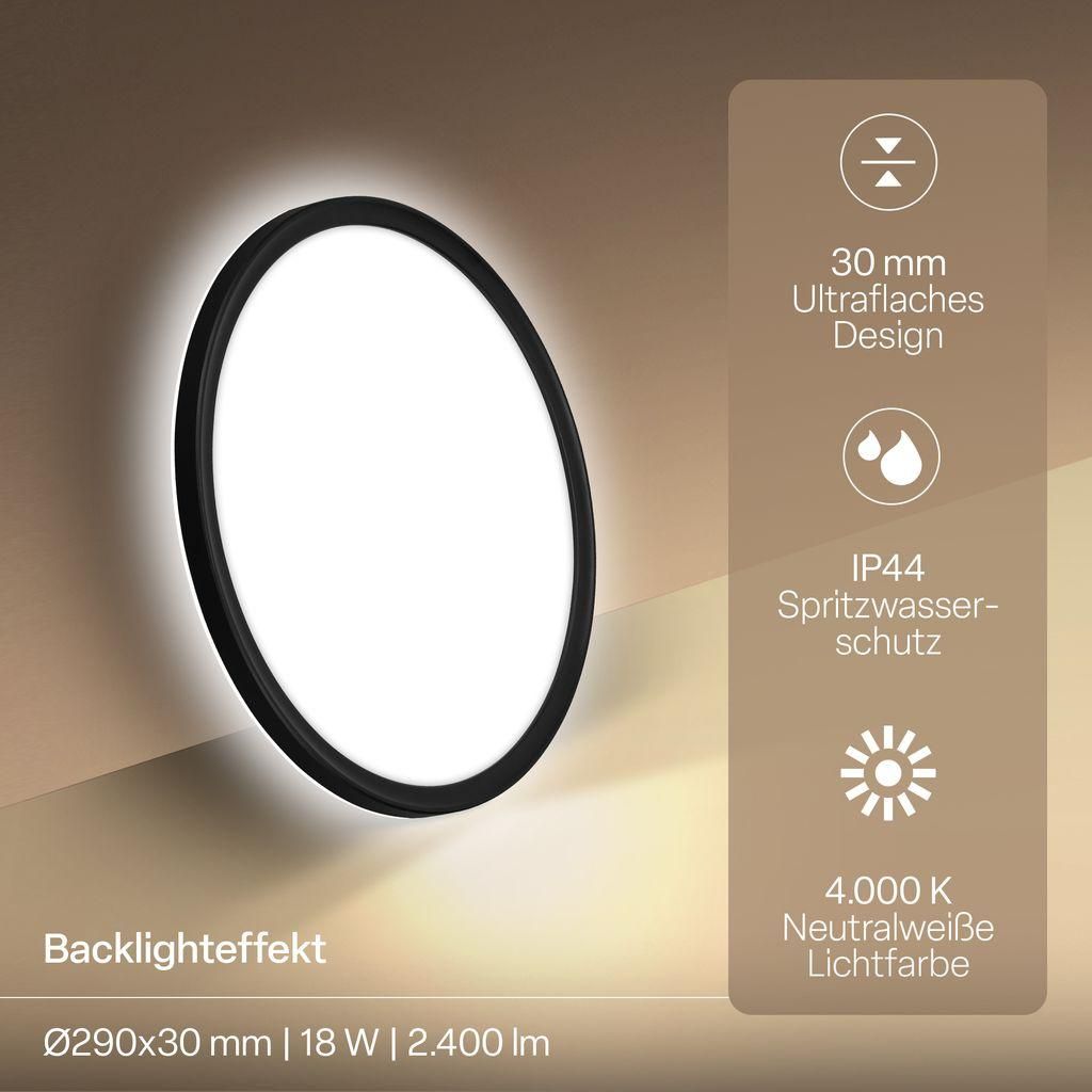 B.K.Licht LED Panel Flach Ø29cm Rund 18W 2400lm 4000K Produktbild 