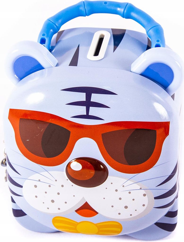 Spardose Metall mit Schloss Vorhängeschloss Kinderspardose Tiere Bunt 14cm Box