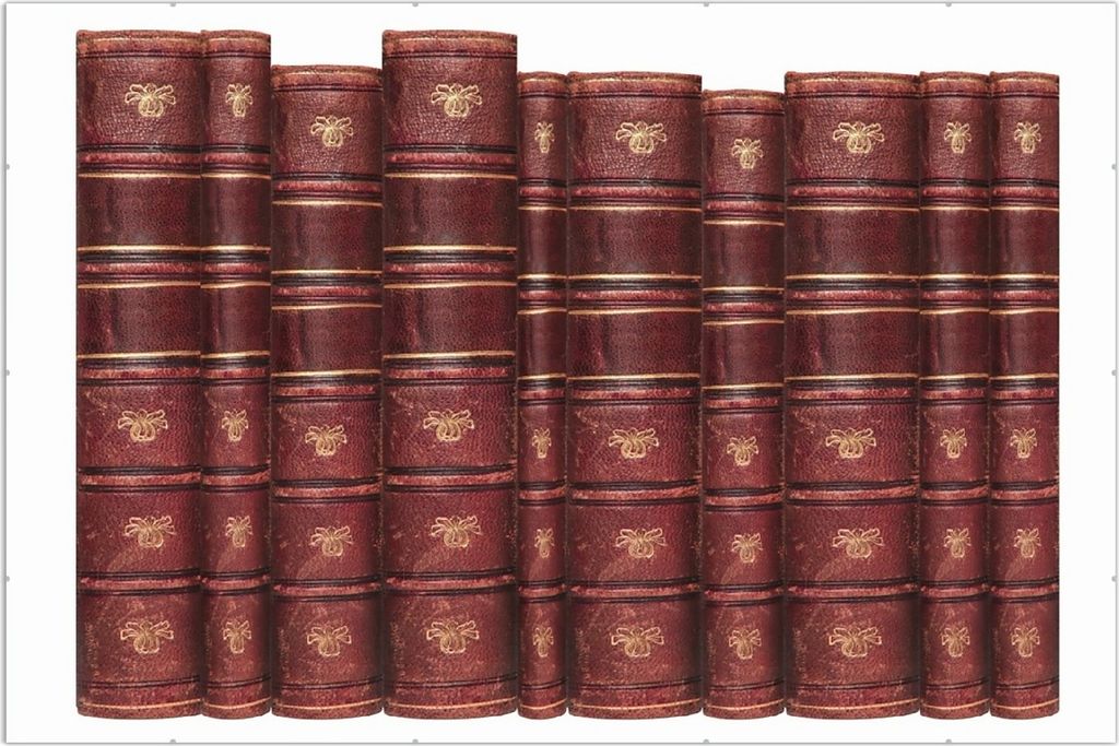 Wallario Wandbild Alte Bücher mit rotem Ledereinband, Produktbild 