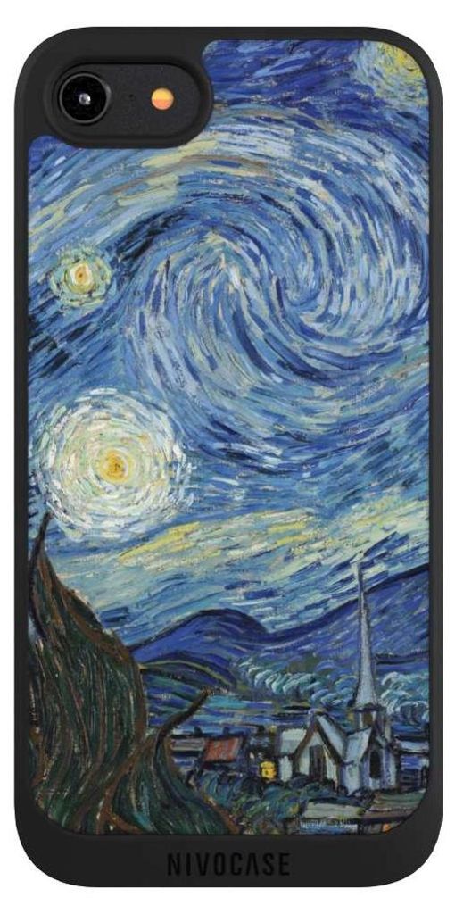 NIVOCASE Handyhülle für Apple iPhone 7 Hülle NIVOpure Case Schwarz Kunst The Starry Night