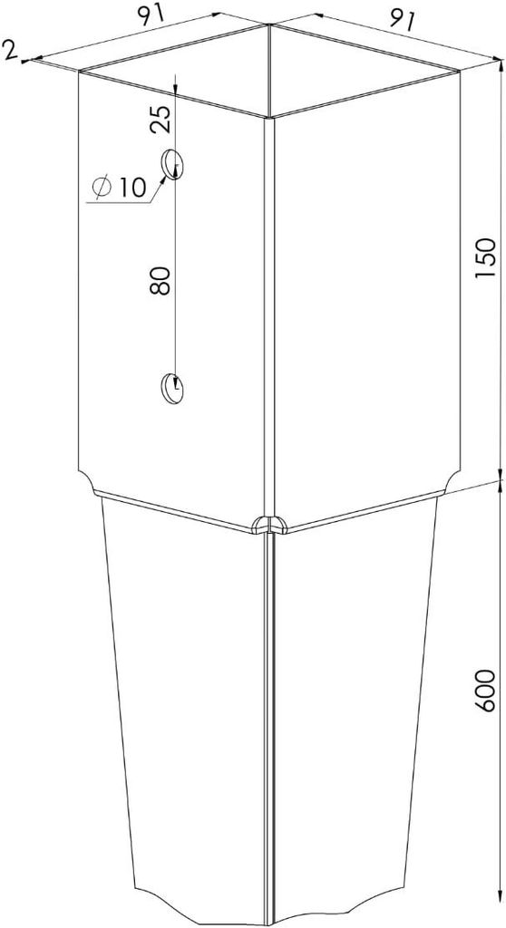 TRIBECCO®Post support Vjazdová zemná objímka 91 x 91 mm Obrázok produktu 