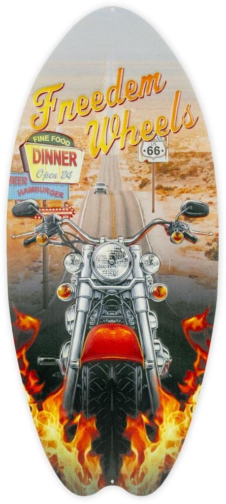 ZEP Blechschild SURF 23x53 cm Surfbrett Freedem Wheels