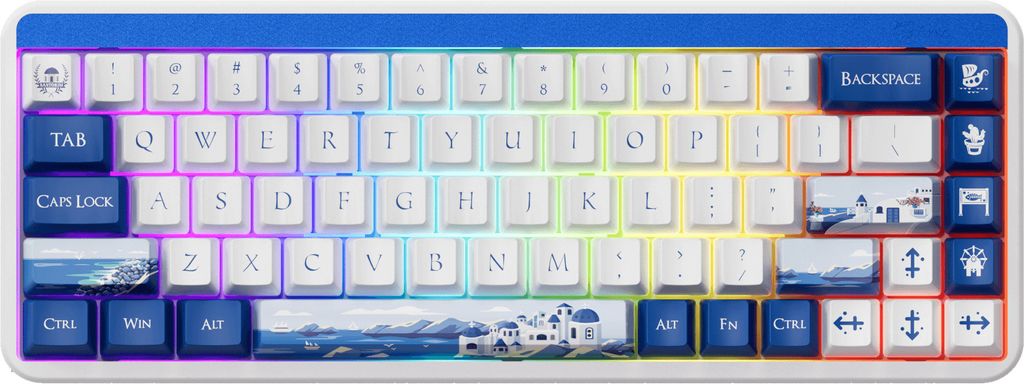 AKKO JIN01 Mechanische Gaming-Tastatur Aluminiumgehäuse(Santorini ,40gf Linear Switch)