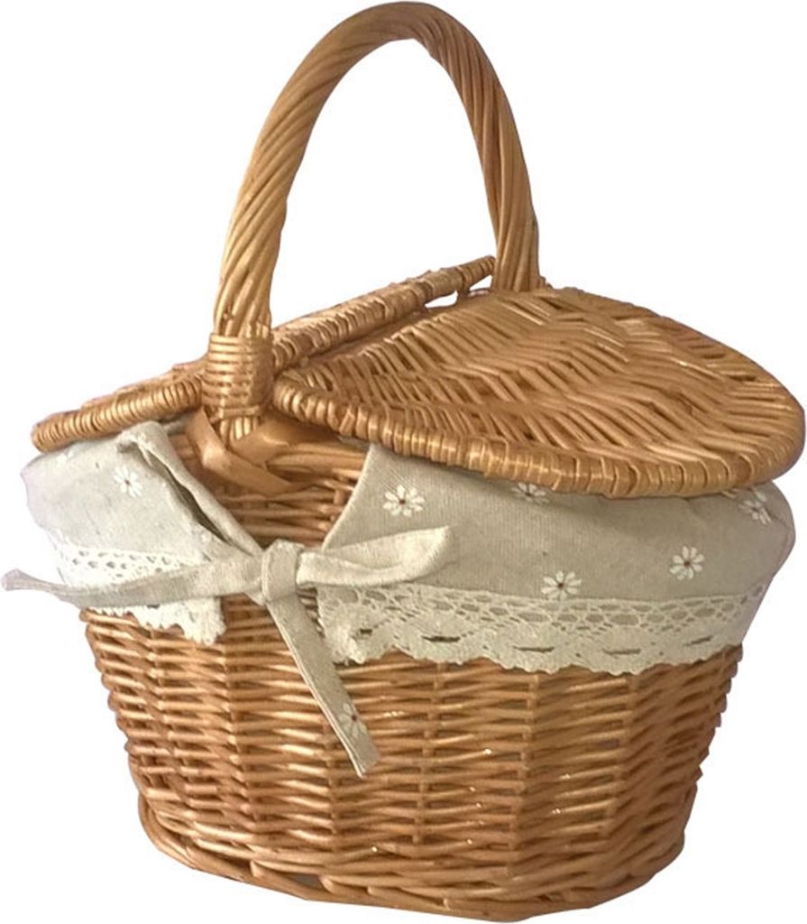 Picknickkorb,Rattan Aufbewahrungskorb,Weidenkorb mit Griff,Rattan Korb mit Griff,Rattan Obstkorb