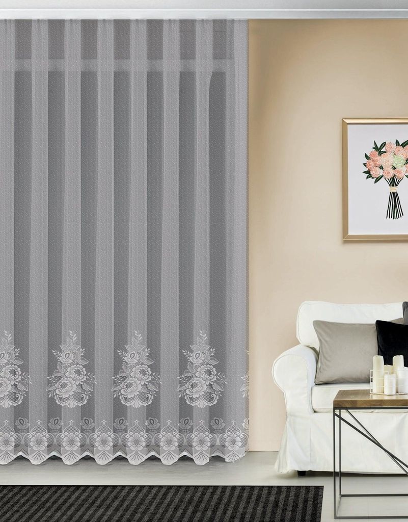 Fertigstore "Florentina" weiß - Jacquard Langstore von Albani: 245x300cm / Weiß Größe (HxB): 245x300cm Farbe: Weiß