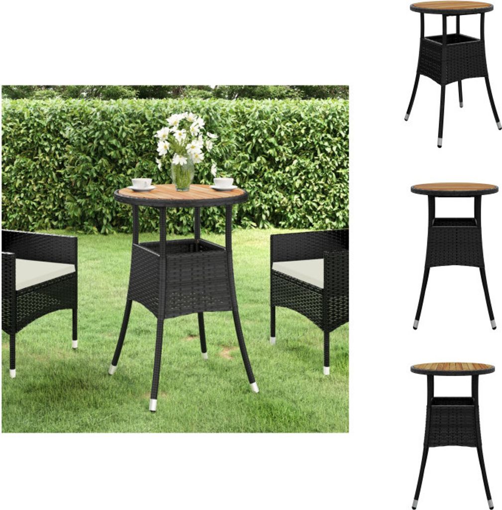 vidaXL Gartentisch Ø60x75 cm Akazienholz und Poly Rattan Schwarz - Gartentische