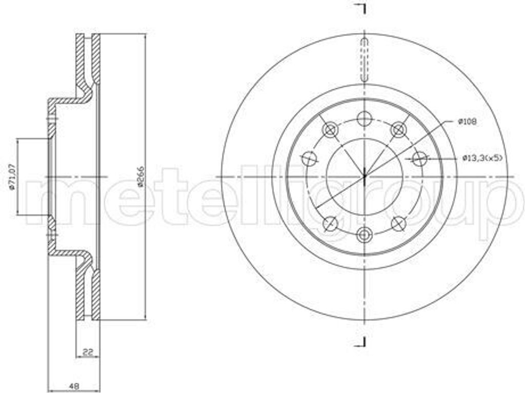 2x METELLI Bremsscheibe 23-1765C passend für PEUGEOT 308 SW I (4E_ 4H_) 308 II