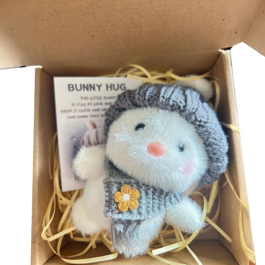 Handgefertigtes Mini-Hase-Ostergeschenk mit Karte, Plüschhasenfigur in einer Box, niedlicher Taschenhase, Geschenk zur emotionalen Unterstützung ...