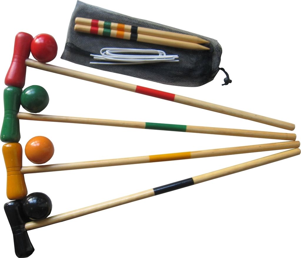 Krocket-Set für 4 Spieler, Komplettset für Familienspiel im Sommer ab 4 Jahren