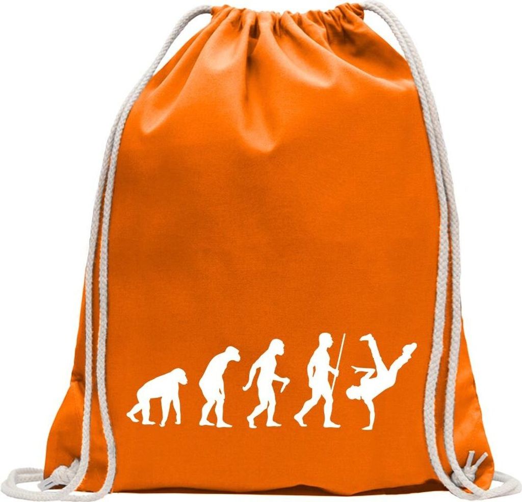 Kiwistar - Turnbeutel - mandarin - Breakdance Evolution - Fun Rucksack Sport Beutel Gymsack Baumwolle mit Ziehgurt