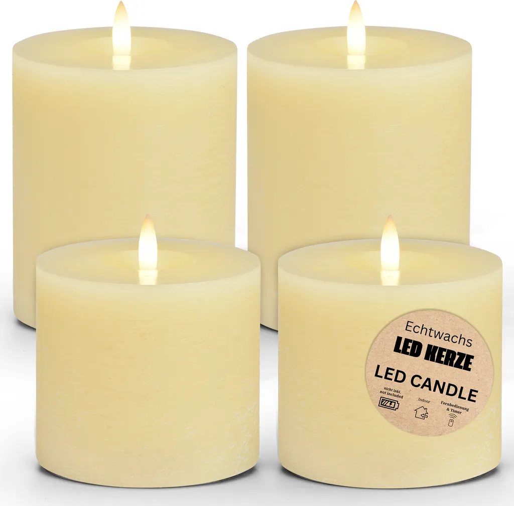Wiedemann Candle Set Di 4 Candele A Colonna Laccate Oro - Cera Di Qualità RAL, Altezza 10 Cm, Diametro 5 Cm, Durata 23 Ore
