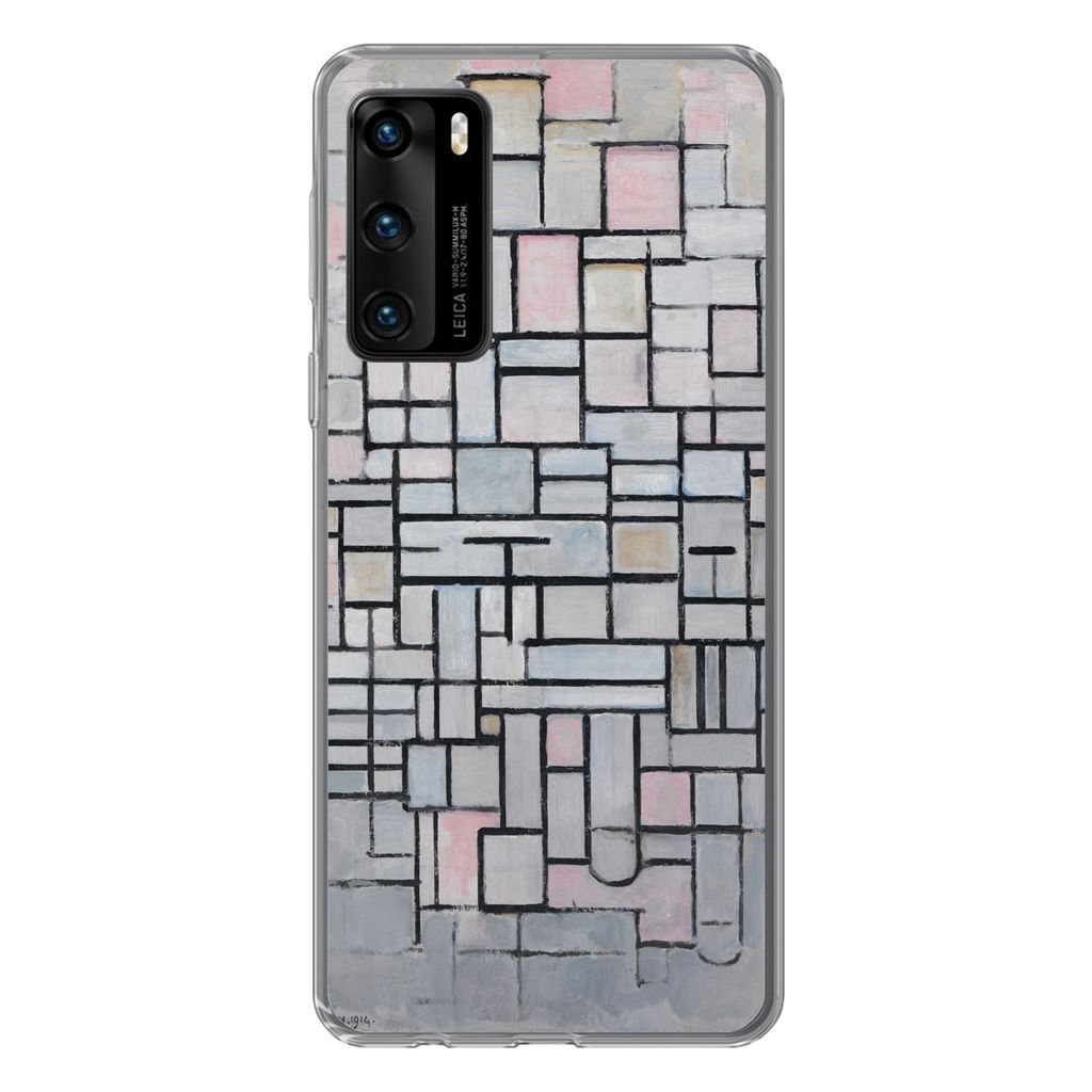 MuchoWow Handyhülle Schutzhülle Hülle für Huawei P40 Komposition 6 - Piet Mondrian Silikon Softcase Handy Hülle - Handytasche
