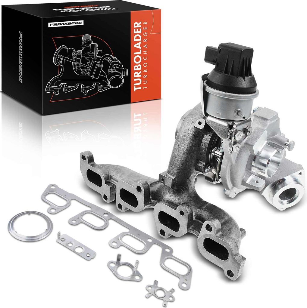 Frankberg 1x Turbolader Abgaskrümmer Einheit für VW Golf Passat Sharan Tiguan Touran Audi A3 Cabriolet Seat Skoda