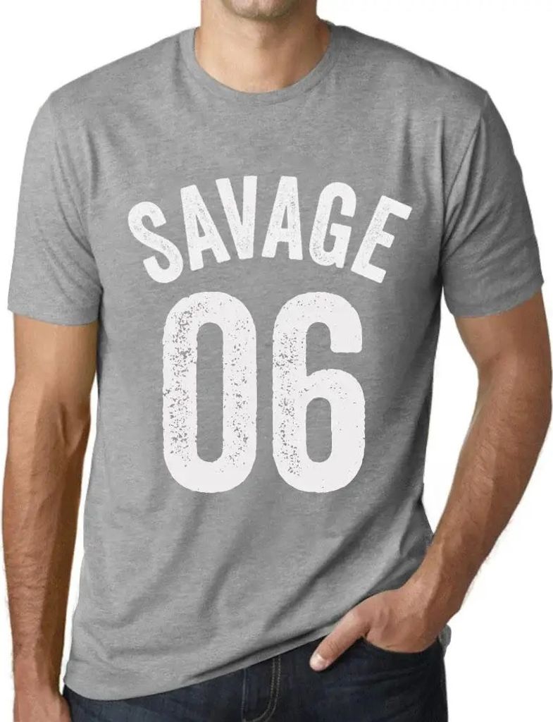 Herren Grafik T-Shirt Savage 06 Geschenk 6. Geburtstag Jahrestag 6 Jahre Jubiläum 6 Jährige Mann Jahrgang 2018 Kurzarm Lustige Druck