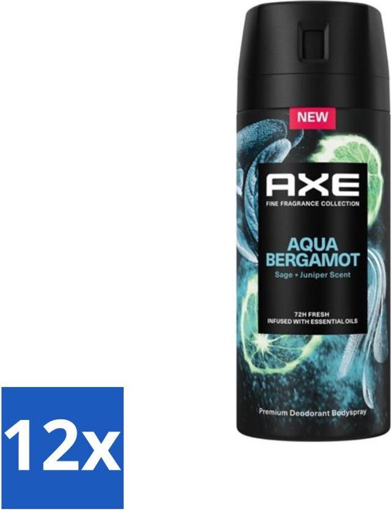 Axe Deodorant Body Spray Aqua Bergamotte 150 ml - Vorteilspack - 12 Stücke