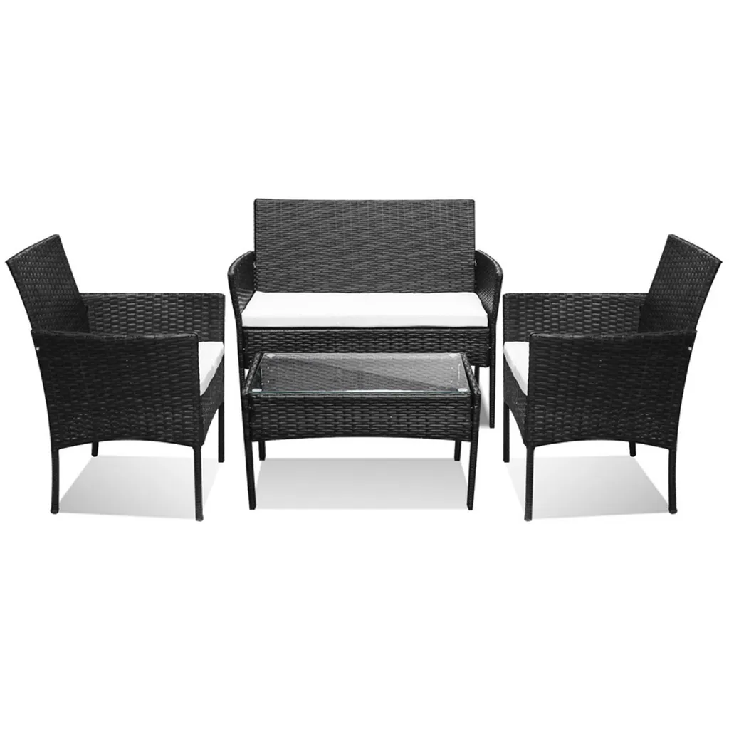 Meubles de jardin pour grand balcon et terrasse en polyrotin noir