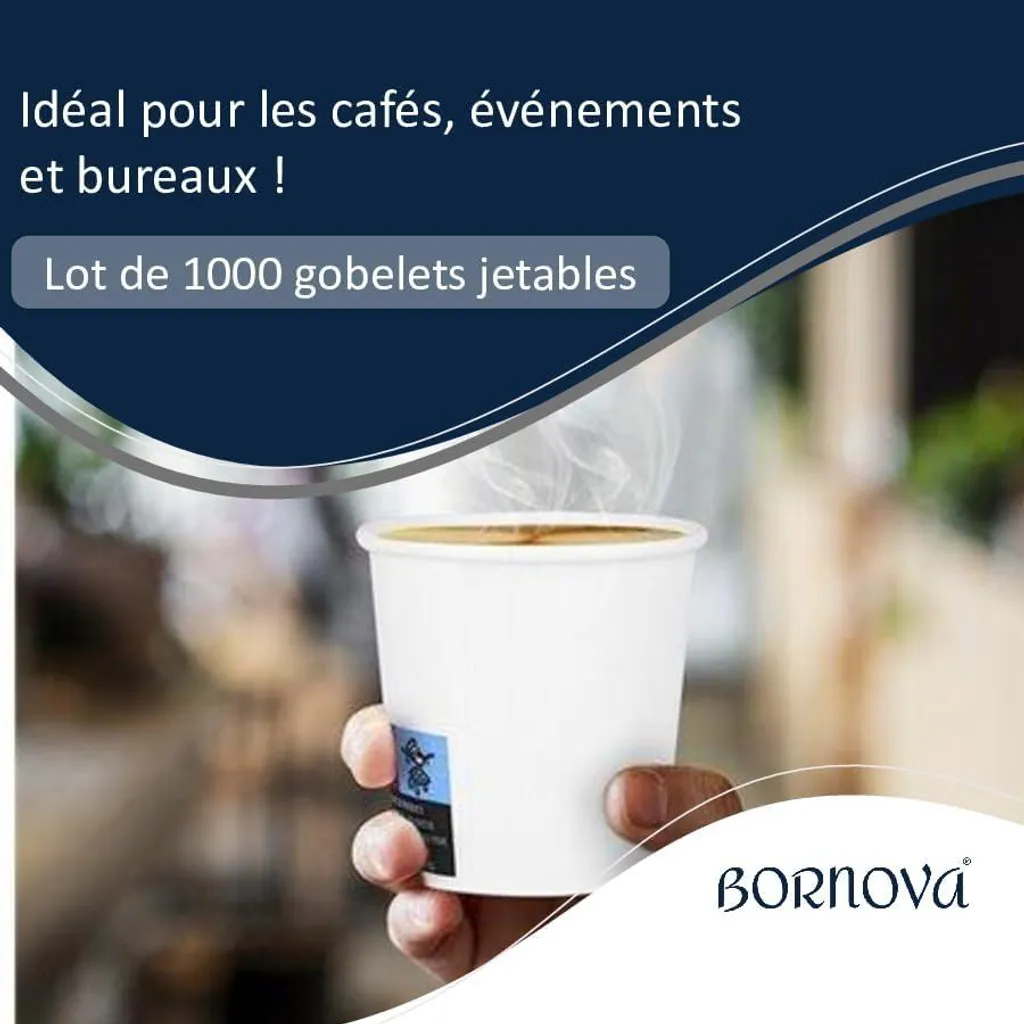 Gobelets en carton biodégradables 7 oz - Pack de 1000 unités robustes