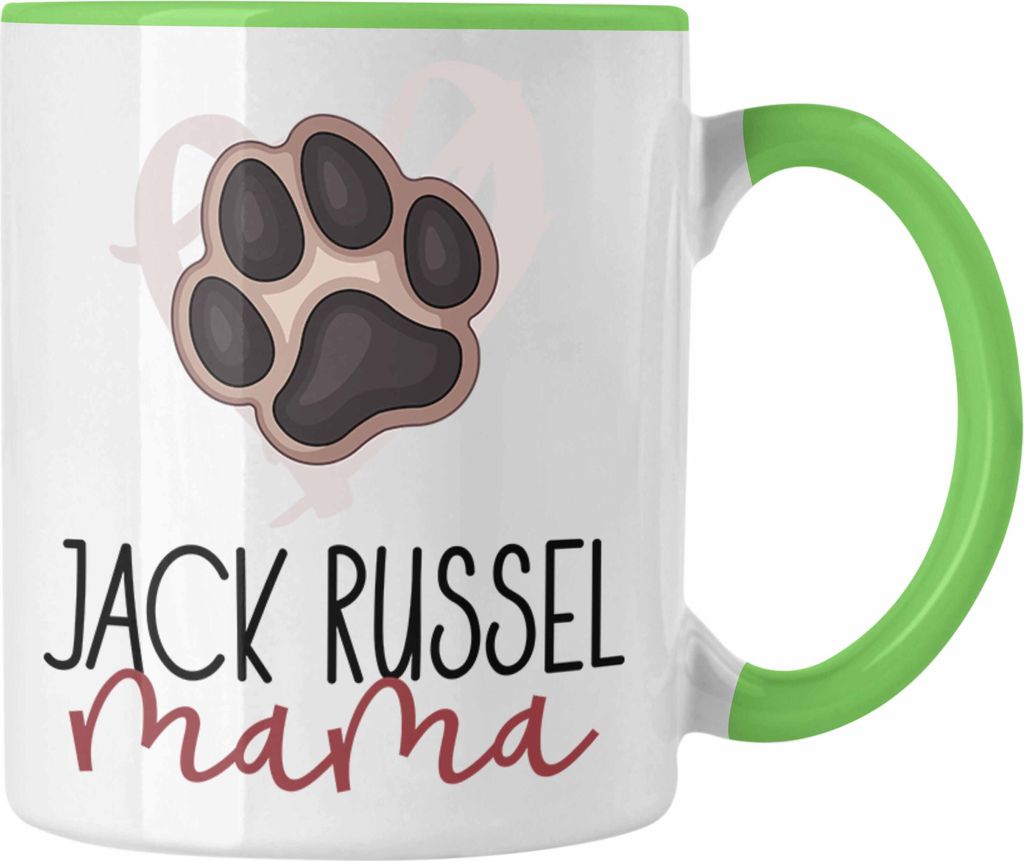 Trendation - Jack Russel Mama Tasse Geschenk Muttertag Lustige Pfote (Grün)