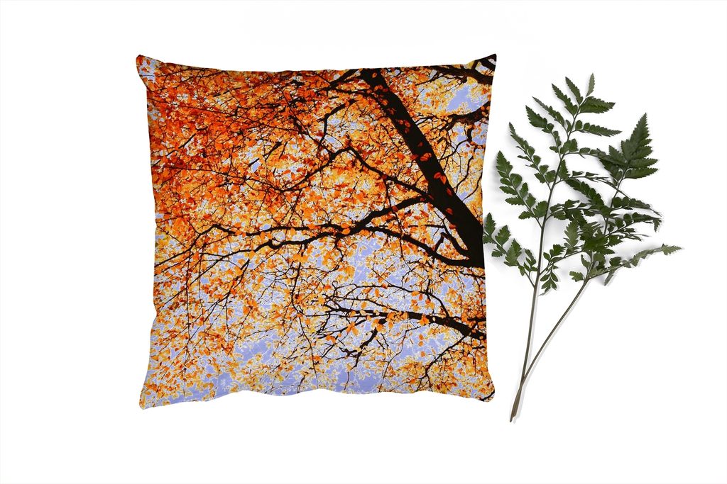 MuchoWow Zierkissen Sofakissen Wohnzimmer Dekokissen 60x60 cm Baum - Herbstblätter - Jahreszeiten - Rustikal - Sitzfläche - Foto Polster
