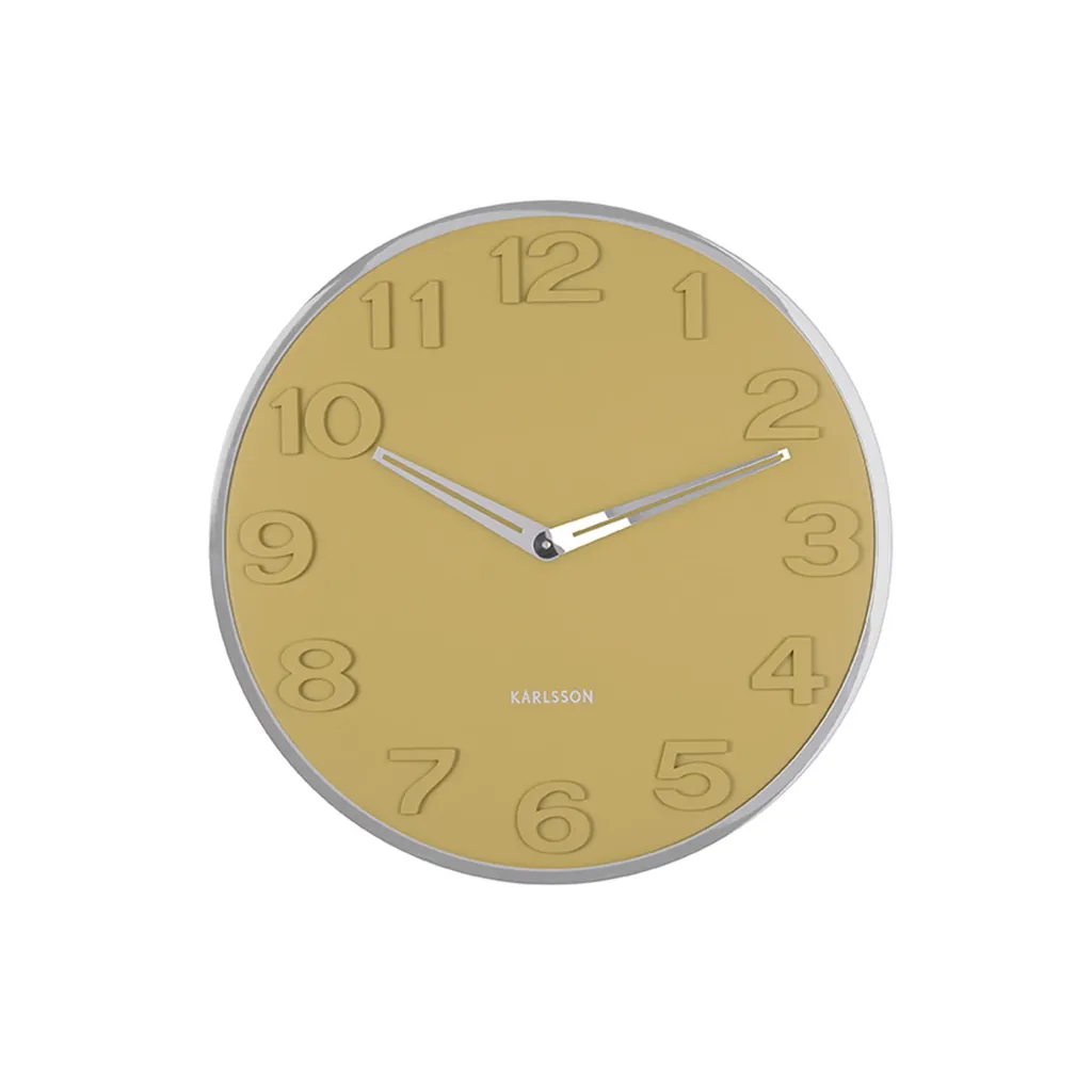 Horloge Murale Karlsson Jaune Silencieuse - Cadran Épuré en Métal Peint