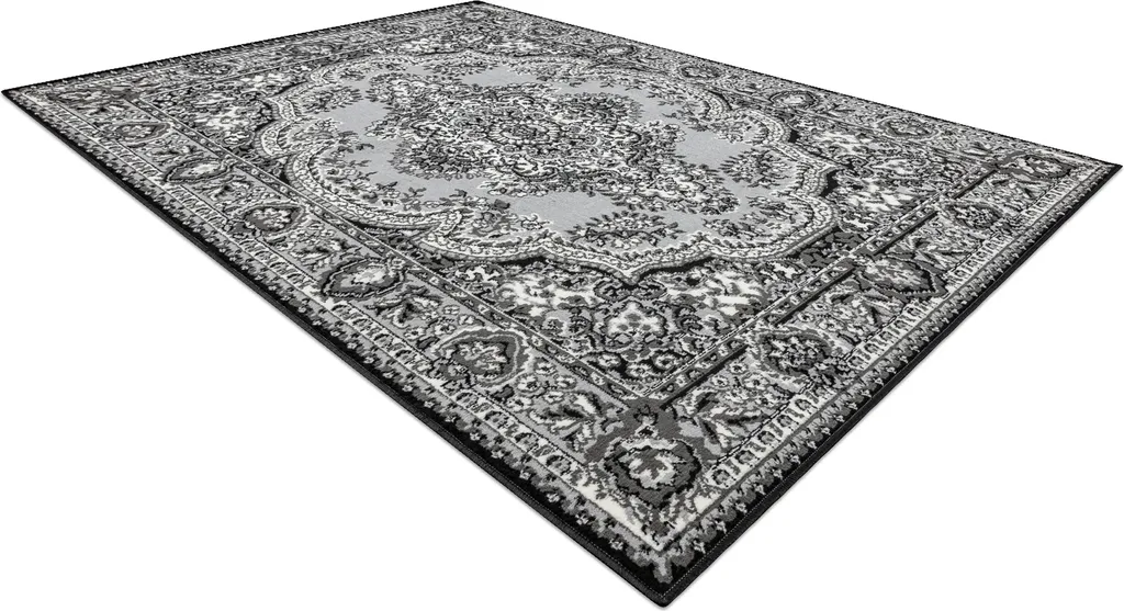 Tapis Classique Gris 200x300 cm, Fibre BCF Durable et Motifs WIOSNA