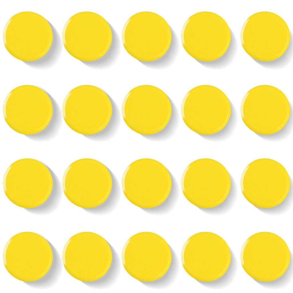 Magnete für Magnettafeln – 20 starke gelbe Kühlschrankmagnete | Bunte Mini-Kühlschrankmagnete | Kleine runde Magnete | Whiteboard-Magnete für...