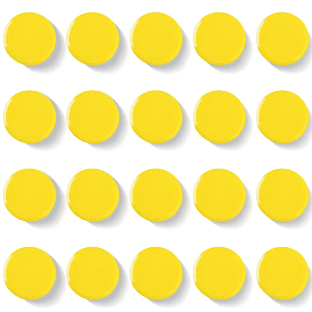 Aimants pour Tableaux Blancs et Écoles : Pack de 20 Unités Jaunes Ronds