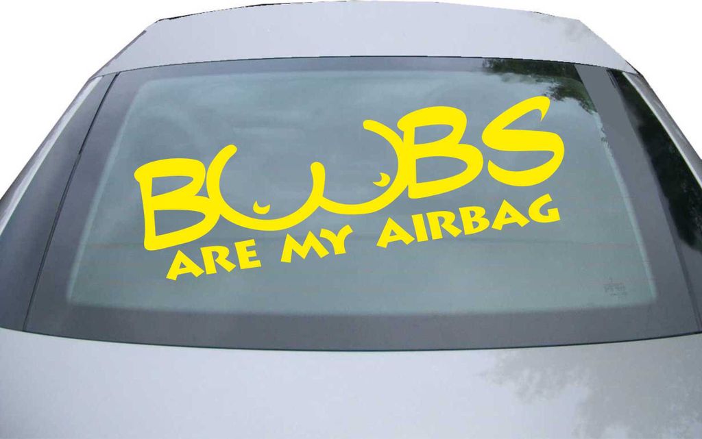 Indigos UG - Aufkleber Heckscheibe & Motorklappe DE2179 - gelb - 600x257 mm - Boobs are my Airbagy - Auto Scheiben Fenster Heckklappe Tuning Racing...