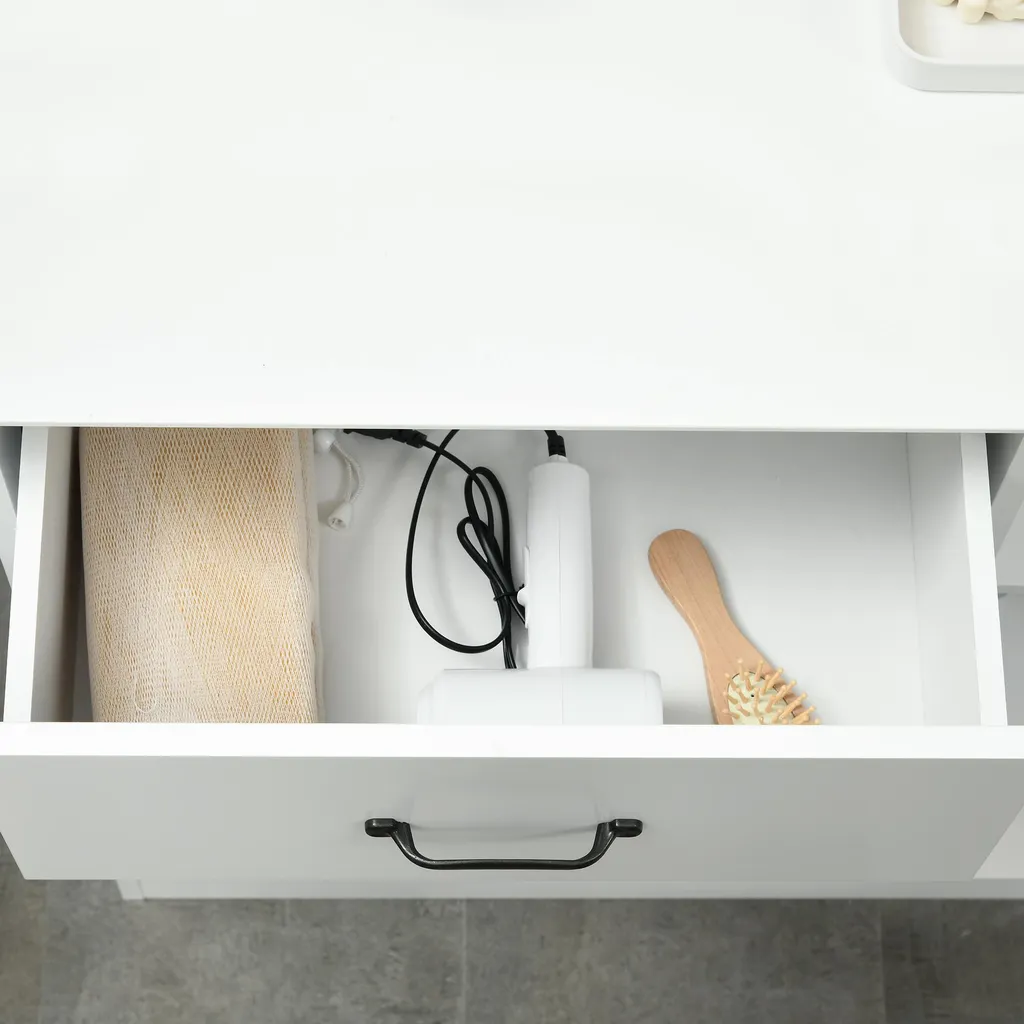 Commode de Salle de Bain Blanche 80x34x81cm avec Rangement Modulable - 9